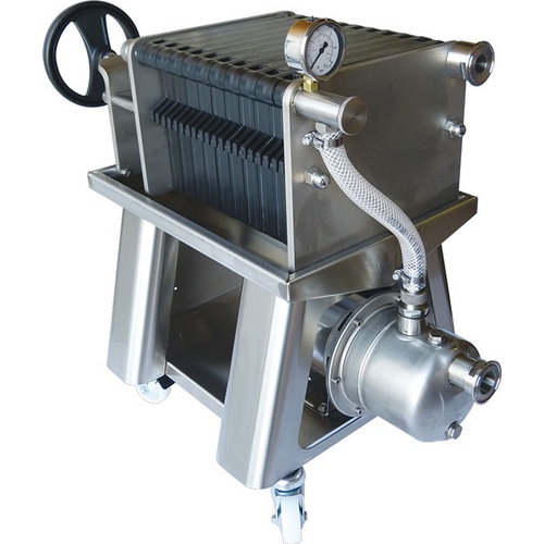 Marchisio Wine Plate Filter | Noryl Plates | 20x20 | 20 Plate | Stainless Rolling Cart | 600L/h | 110V