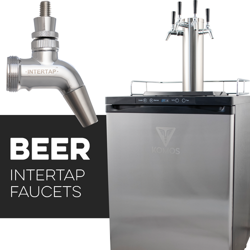 KOMOS® Kegerator with Intertap® Stainless Steel Faucets MoreBeer