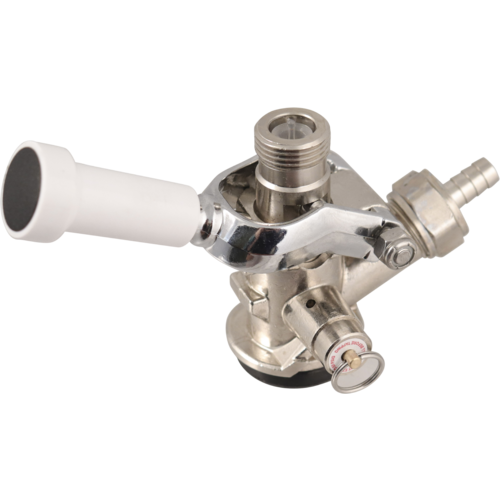 D-Style Keg Coupler | Sanke Keg Beer Tap | Stainless Steel Probe | PRV | Gas Barb Included