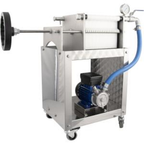 EnoItalia Wine Plate Filter | 20x20 | 20 Plate | Stainless Rolling Cart | 900L/h | 220V Single Phase