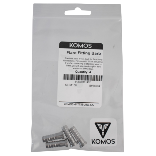 KOMOS® | Flare Fitting | Stainless 1/4 in. Barb | 4-Pack