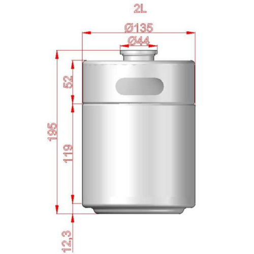 KegLand Mini Keg | Stainless Pressurizable Beer Keg | 2L | 0.5 Gallon