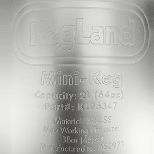 KegLand Mini Keg | Stainless Pressurizable Beer Keg | 2L | 0.5 Gallon