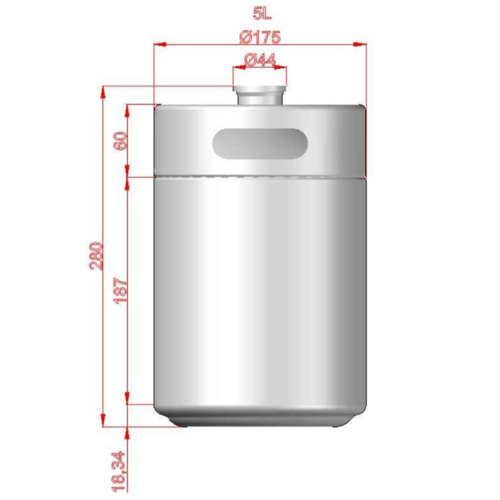 KegLand Mini Keg | Stainless Pressurizable Beer Keg | 5L | 1.3 Gallon