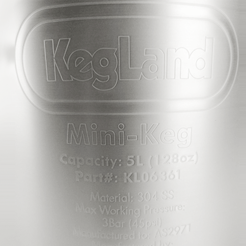 KegLand Mini Keg | Stainless Pressurizable Beer Keg | 5L | 1.3 Gallon