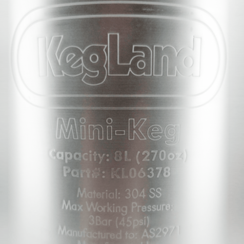 KegLand Mini Keg | Stainless Pressurizable Beer Keg | 8L | 2.1 Gallon