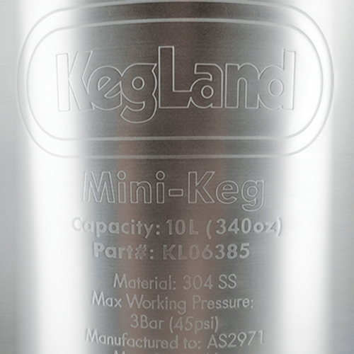 KegLand Mini Keg | Stainless Pressurizable Beer Keg | 10L | 2.6 Gallon
