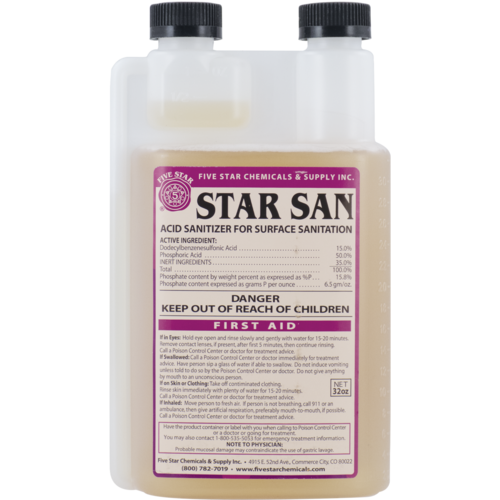 Five Star | Star San Sanitizer | Acid-Based Sanitizer | High Foaming | Flavorless, Odorless, & Non-Toxic