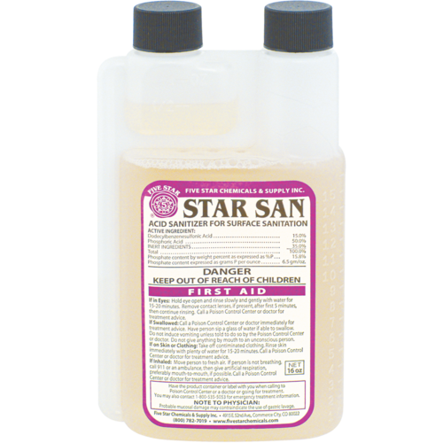 Five Star | Star San Sanitizer | Acid-Based Sanitizer | High Foaming | Flavorless, Odorless, & Non-Toxic