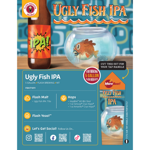 Flash Brewing™ | Ugly Fish IPA | 5 Gallon Beer Recipe Kit | Just Mix & Ferment