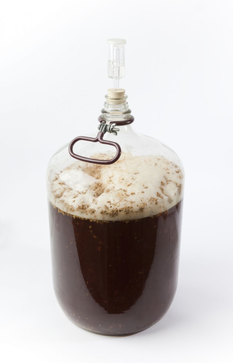 An active fermentation inside a carboy